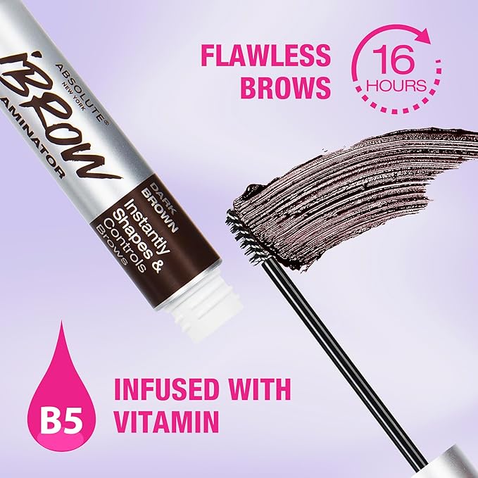 Absolute New York Waterproof Eyebrow Gel for Tinting and Volumizing Eyebrows (MEBG12 Black Brown)
