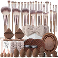 HGHDBT 53Pcs Brown Makeup Brushes Set Professional Makeup Kit Multi-functional Makeup Tool Set with Facial Makeup Accessories, Foundation Makeup Brush Kit Eye and Face Make up Brushes & Tools