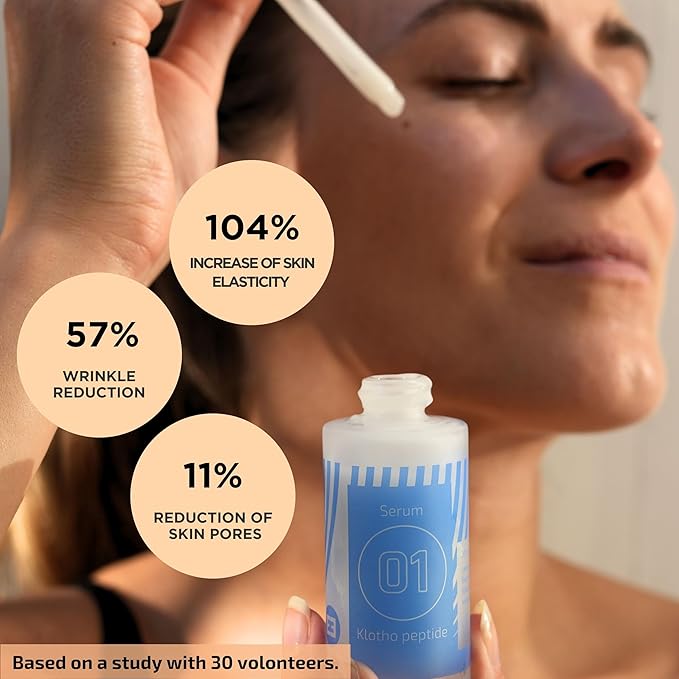 EiE 01 Klotho Peptides Serum for Face Hydrating Peptide Face Serum for Women Anti Aging Improves Wrinkles Elasticity Facial Peptide Serums with Hyaluronic Acid and Retinol Made in Sweden 1 fl. Oz