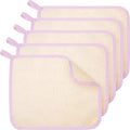 Tatuo 5 Pcs Exfoliating Face and Body Wash Cloths Towel Weave Bath Exfoliating Scrub Massage Bath Cloth for Women and Men, 10.23 x 8.66 Inch(Pink Edge)