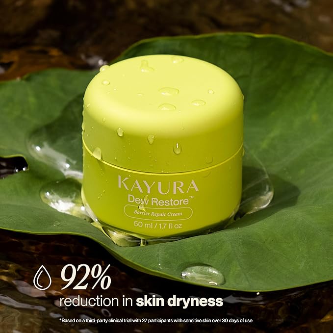 Kayura Dew Restore Barrier Repair Cream for Dry & Sensitive Skin | Long-Lasting Hydration Moisturizer | Ceramides & Peptides | Calming & Nourishing Face Cream | (50 ml / 1.7 Fl Oz)