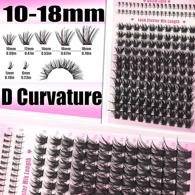 YIDUO Manga Lash Clusters Kit with Bottom Lashes Extensions Kit with Bond and Seal|Eye Liner|Waterproof Eyebrow, DIY Lash Extension Kit