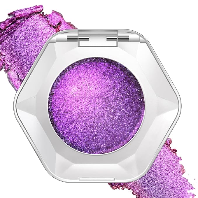 Noerrors Dusty Purple Pink Holographic Duochrome Glitter Eyeshadow Palette, Multichrome Shimmer Cream to Powder Metallic Eyeshadow, Satin Glow Shiny Iridescent Eye Shadow Fairy Makeup Rave Accessories
