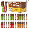 Nature's Bees Cocoa Butter Lip Balm, Lip Care for Dry Lips, Coconut Oil, Beeswax, Vitamin E, Aloe, & Shea Butter, 0.15 oz Each, 3 Flavors Coconut, Cherry, and Mint, 24 Pack - Packaging May Vary
