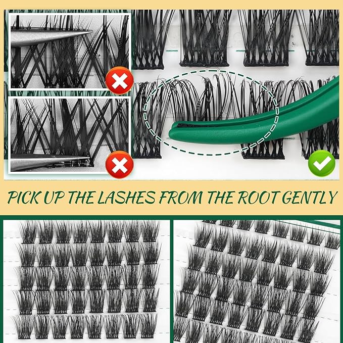 Lash Clusters 96pcs Individual Lashes D Curl 10mm Cluster Lashes KEYYOU Volume Wispy Lash Extension Soft&Comfortable Easy DIY at Home(Y11 D-10mm)