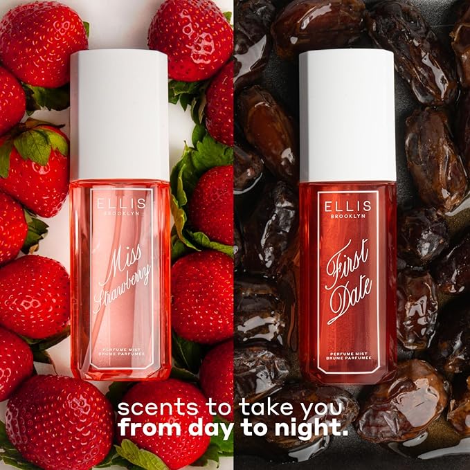 Ellis Brooklyn MISS STRAWBERRY Perfume Mist, Fruity Floral Fragrance with Wild Strawberry Nectar, Fresh Matcha & Soft Hinoki Woods, Vegan Perfume, Made In The USA, 90ml/3 fl oz