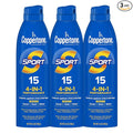 Coppertone Sport Sunscreen Spray, Broad Spectrum SPF 15 Water Resistant Spray Sunscreen, 5.5 Oz, Pack of 3