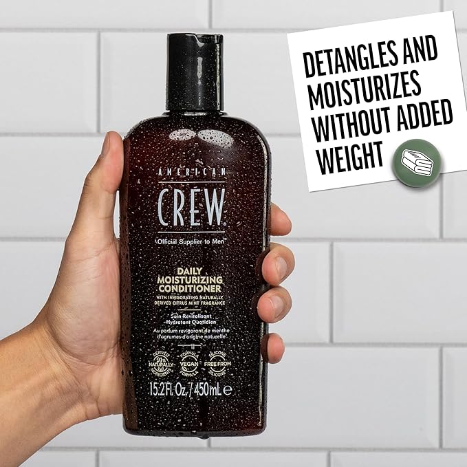 American Crew Conditioner for Men, Daily Moisturizer, Naturally Derived, Vegan Formula, Citrus Mint Fragrance, 33.8 Fl Oz