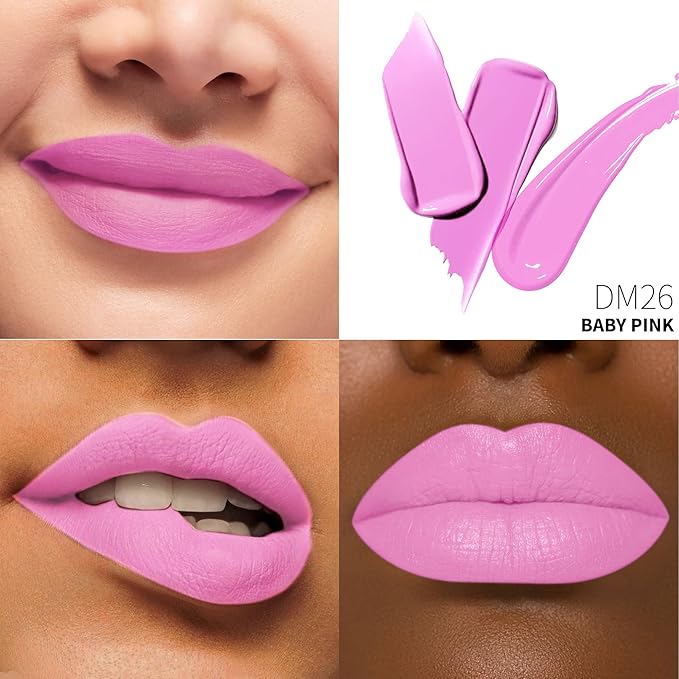Depuplum Pink Lipstick Matte for Women Superstay Light Pink Long Lasting Lipstick Smudgeproof Liquid Lipsticks for Mother's Day Cruelty Free Lip Makeup,DM26 BabyPink
