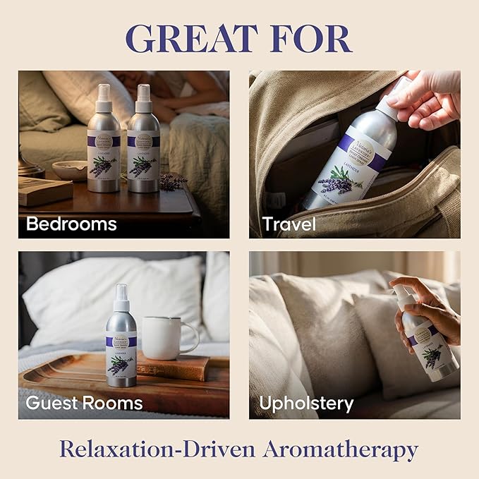 Victoria's Lavender Linen Spray - Aromatherapy Pillow Mist & Linen Spray for Bedding, Soothing Lavender Essential Oil Pure Blend for Bed & Pillows, Relaxing, Handmade in the USA - 2 Pack, 8 oz