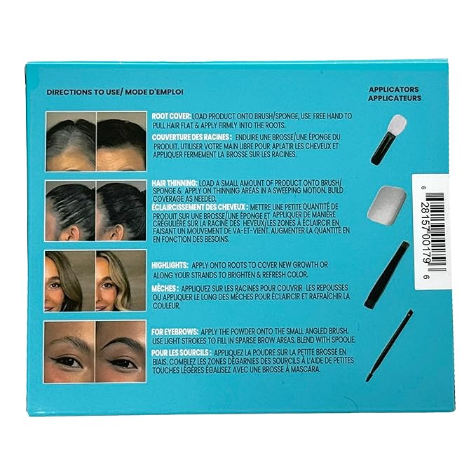 SURETHIK 4-in-1 Premium Hairline Powder Kit - Conceal Thinning Hair, Root Touch-Up, Highlight Refresher & Eyebrow Enhancer for Men and Women (Ash Brown)