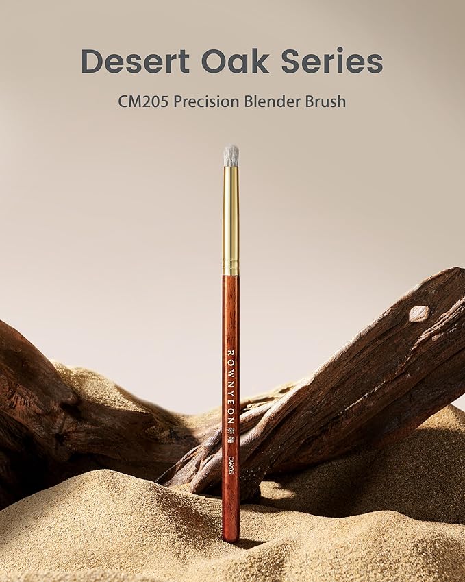 Desert Oak Series Precision Blender Brush - 5mm Tapered Arctic Fox & Goat Hair for Inner Corner Highlight & Detailing, Bubinga Handle (CM 205)