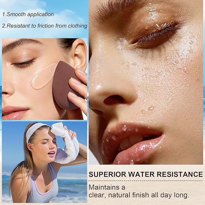 AirBrush Foundation Spray With Primer and Brush, Silky Mist Foundation Spray Makeup, Full Coverage Foundation for Smooth Radiant Finish, Formula Breathable Lightweight Hydrating (#2 Sunscreen Beige)