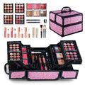Color Nymph All in one Makeup Kit For Girls Teens, Makeup Set 4 Trays Spacious Space Train Case for Beginner with Eyeshadow Highlighter Lipgloss Blush Contour Concealer Brush Eyeliner Lipbalm