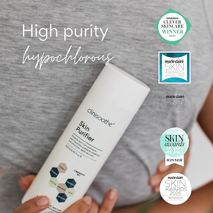 Clinisoothe+ Skin Purifier – Daily Cleanser and Acne Treatment for Face & Body, with Hypochlorous Technology to Prevent Breakouts & Promote Rapid Recovery, For All Skin Types (8.4oz Pour Bottle)