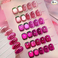 Born Pretty Cat Magnetic Eye Gel Nail Polish Set,6 Colors Jelly Glass Crystal Purple Red Pink Glitter Magnetic Gel Polish, Soak Off Nail Polish Valentine's Day Gift DIY Salon Home