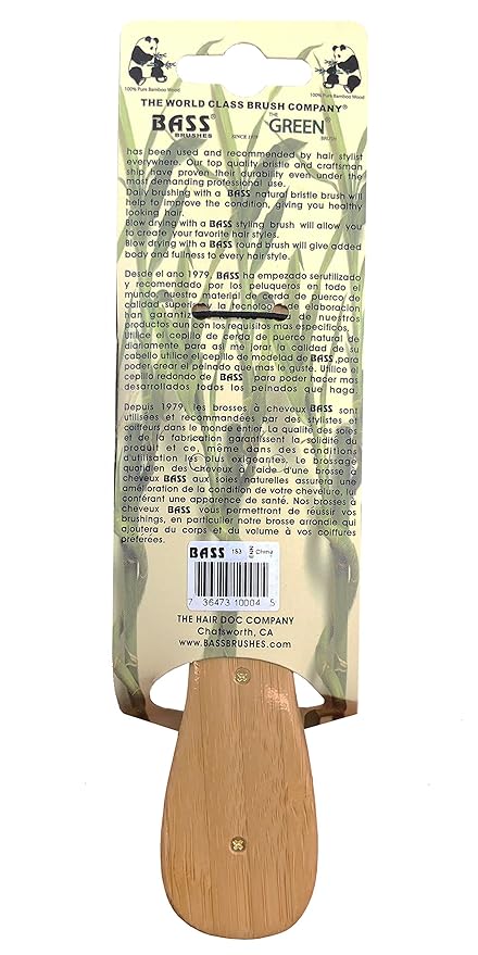 Bass Brushes 100% Wild Boar Bristle Classic Men's Club Style Hair Brush, with 100% Pure Bamboo Handle, Shines, Conditions, and Polishes. Model #153