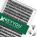 KEYYOU Lash Clusters 300pcs Individual Lashes, 40D 0.07D Curl 14mm DIY Eyelash Extension, Soft & Natural Volume Cluster Lashes with Large Tray