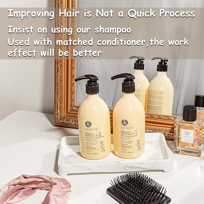Luseta Perfect Bonding Restoring Shampoo, Bond Strengthening & Color Longevity for All Hair Type, Sulfate & Paraben Free, 16.9oz
