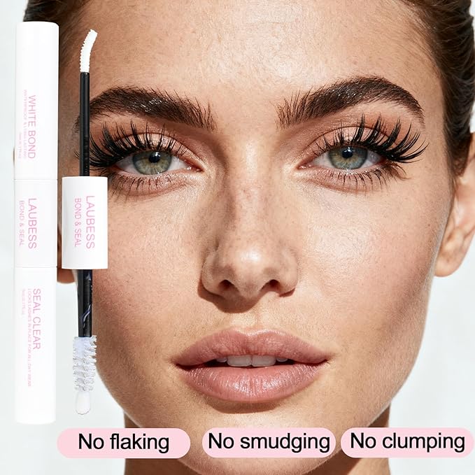 Lash Glue for Eyelash Clusters LAUBESS 2 in 1 Lash Bond and Seal Waterproof Lash Cluster Glue 10ml Adhesive Eyelash Glue Home Use Strong Hold 72H