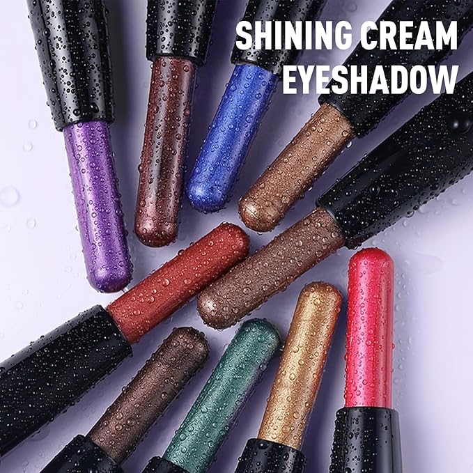 Cream Eyeshadow Stick, Plum Purple Eyeshadow for Older Women Long-Lasting Waterproof, Shimmer Metallic Eye Shadow Crayon Mauve Buildable & Blendable High Pigmented sombras para ojos