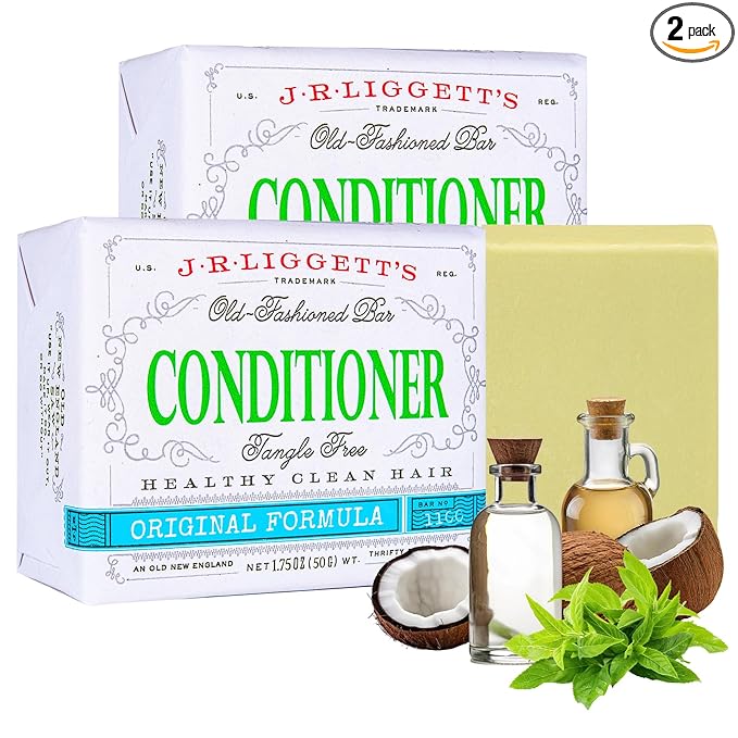 J.R.LIGGETT'S Conditioner Bar - Original Formula, All Natural Hair Conditioner with Coconut Oil & Cocoa Butter - Sulfate Free, Gmo Free, Plant-Based Ingredients for Soft & Smooth Hair, 1.75oz - 2 Pack