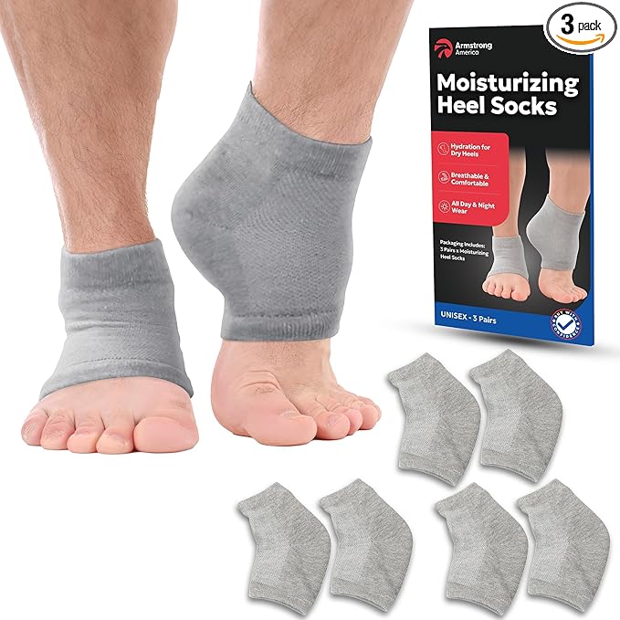 Moisturizing Socks for Women & Men | Aloe Vera Cracked Heel Treatment | Foot Callus Remover | Aloe Socks for Cracked Heels & Dry Cracked Feet | Lotion Infused Gel Heel Socks (Large - 3 Pairs)