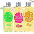 Bath and Body Oil with Sweet Almond Jojoba, Shea Butter, Rose Water, Coconut Bath Oils Mother's Day Gift for Women, Multiuse Oil for Hair Dry Skin 26.4 fl oz (Pack of 3)