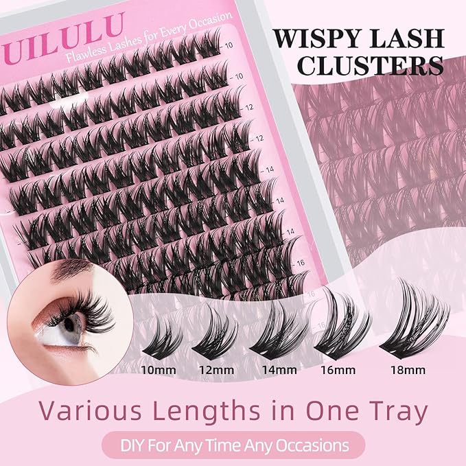 Lash Clusters 10-18mm Mix D Curl Eye Lashes Wispy Lash Clusters False Eyelash Clusters DIY Eyelash Extensions Individual Cluster Lashes (U13 Lash Only)