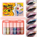 6 Pcs Liquid Glitter Eyeshadow Set Colorful Eyeliner with Long-Lasting and Waterproof Shinning Eye Shadow Gift for Women Eye Makeup (Boom Bomb)