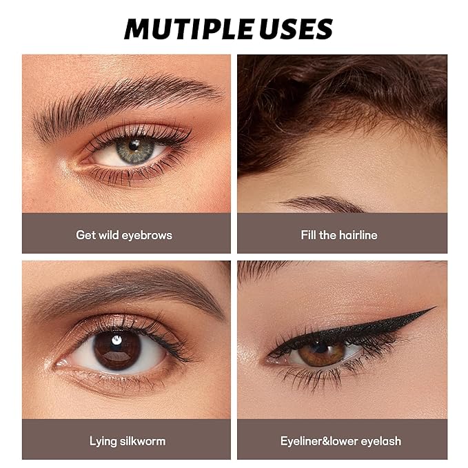 2 Pack 4-Tip Microblading Eyebrow Pen with 2 Brow Brushes, Waterproof Vegan Formula Eyebrow Pencils for Women to Effortlessly Create Natural Hair-Like Strokes, All-Day Wear (Espresso)