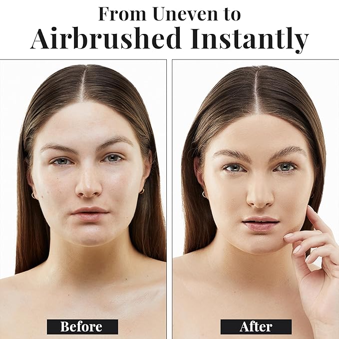 Jerome Alexander MagicMinerals AirBrush Foundation – 2 Piece Set with Airbrush Foundation and Kabuki Brush - Spray Makeup with Anti-aging Ingredients for Smooth Radiant Skin - Medium Dark
