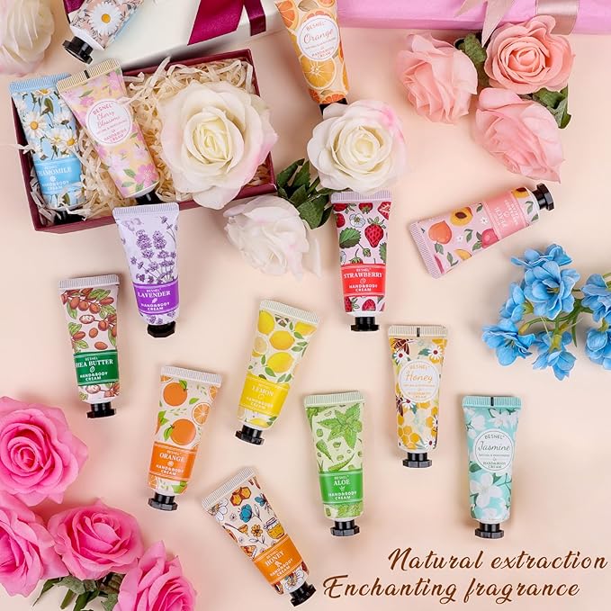 24 Pack Hand Cream Gift Set For Women, Teacher Appreciation Gifts, Mini Hand Lotion Travel Size in Bulk for Dry Cracked Hands, Graduation Gifts, Birthday Gift, Bridesmaid Gift,Party Favors