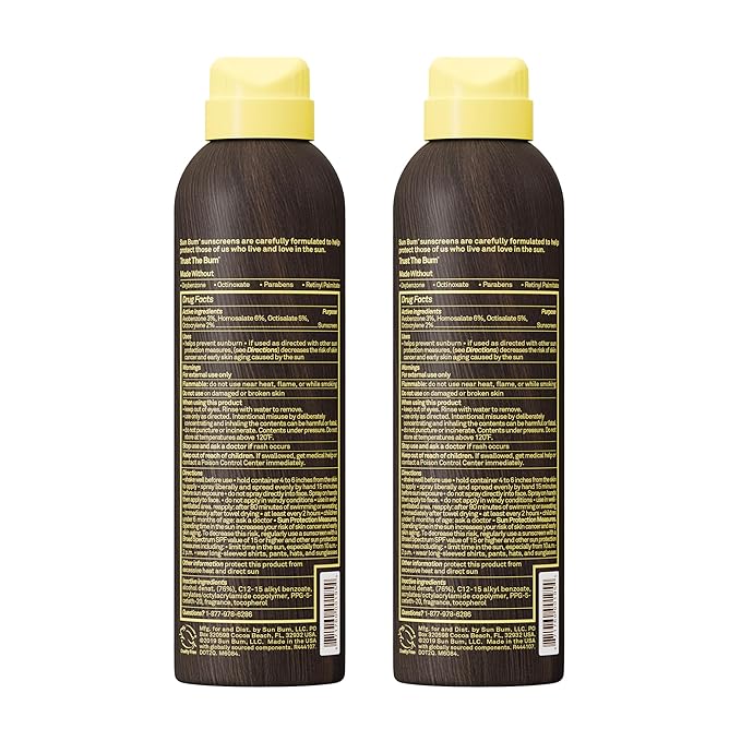 Sun Bum Original SPF 15 Sunscreen Body Spray - Broad Spectrum Moisturizing Sunscreen with Vitamin E - Hawaii 104 Act Compliant (Made without Octinoxate & Oxybenzone) - 6 oz (Pack of 2)
