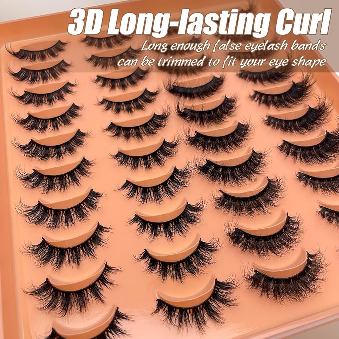 Mink Lashes Wispy Cat Eyelashes Strip False 3D Eyelashes 16mm Short Fluffy Lash Natural Look Faux Mink Cat eye Lashes Multipack Pack 2 Styles Mixed YH309