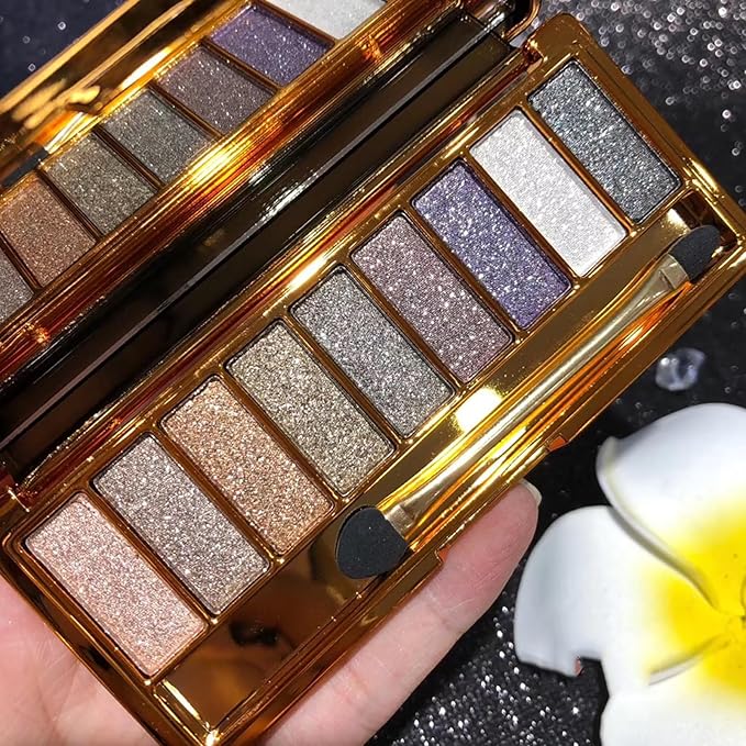 Glitter Eyeshadow Palette, 9 Colors Sparkle Shimmer and Matte Eye Shadow, Highly Pigmented Waterproof Long Lasting Makeup Set (Color 3)