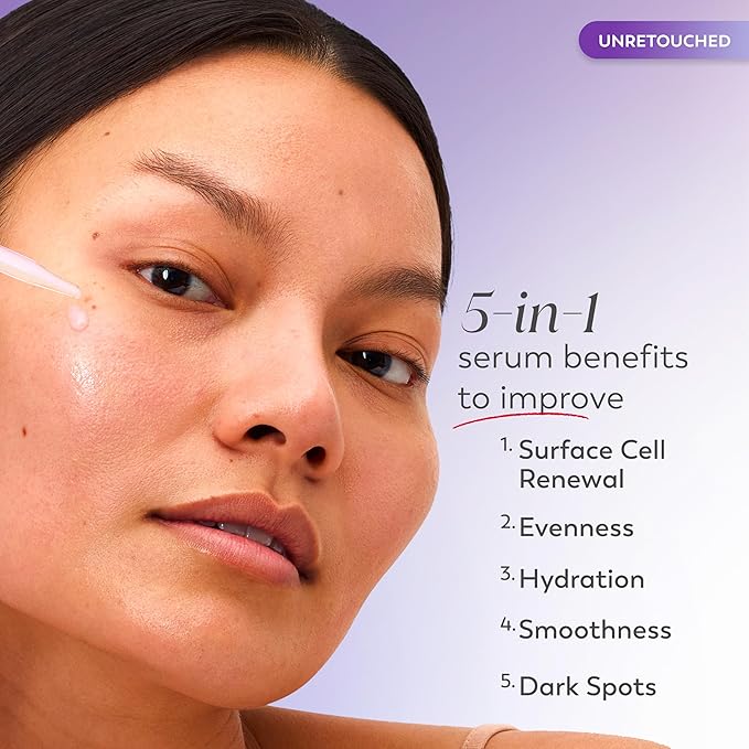Olay Super Serum Night Repair, Fragrance-Free Trial Size - Niacinamide, Peptide, Salicylic & Lactic Acid, Glycerin - 5-in-1 Skin Care Benefits - Hydrating, Reduces Dark Spots, Anti-Aging, 0.4 Oz