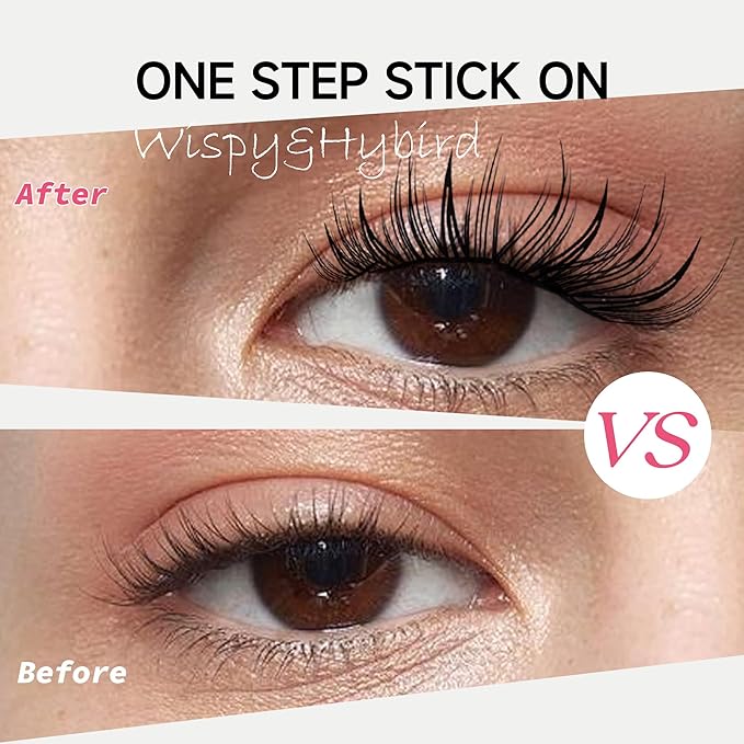 La Maesii Self Adhesive Eyelashes Kit, Natural Look 10-14mm Lash Clusters Kit Reusable Lash Clusters Pre-Glued DIY Eyelash Extensions, No Glue Needed, No Residue, Easy to Apply (Hybrid)