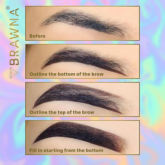 BRAWNA 6 Pcs Brow Pro Peel Off Pencils with 1 Sharpener - Waterproof Eyebrow Mapping Pencil - Microblading Supplies - Brown