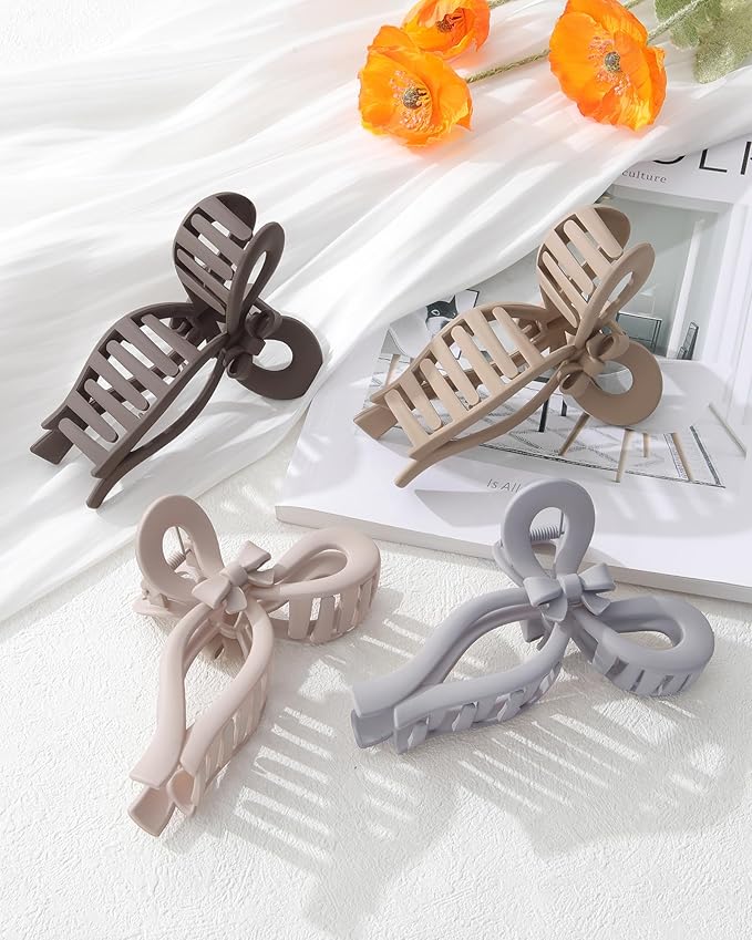 4 PCS Bow Hair Clips for Women Bow Claw Clip 5" Extra Large Hair Claw Clips for Thick and Long Hair Cute Bows Big Clip Mother’s Day Gift for Mom