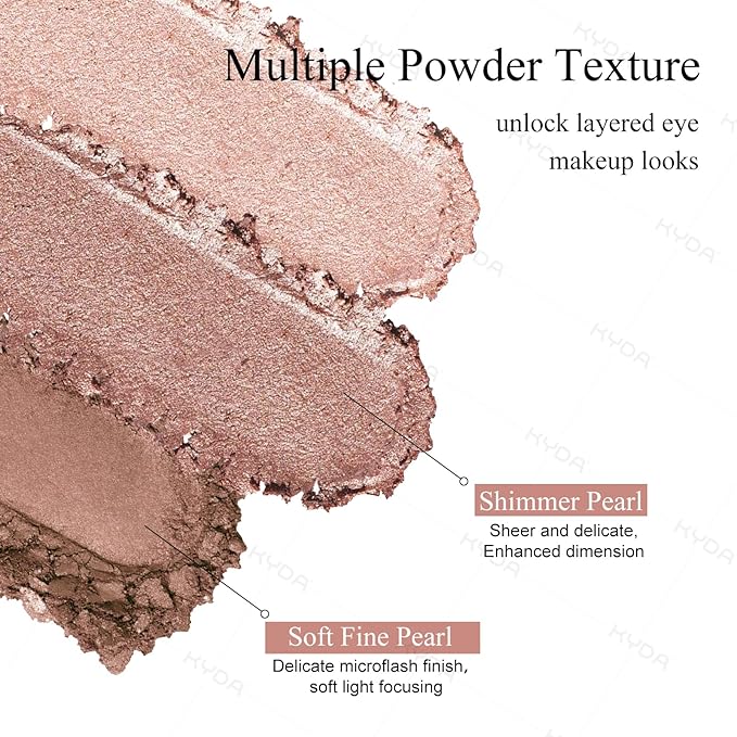 KYDA 3 Colors Eyeshadow Plaette, Shimmer Rose Golden Brown Eyeshadow, Pearl Champagne Eyes Shadow, Lasting High Pigmented Warm Rosy Eye Shadow, Mini Eyes Glitter Makeup Pallet for All Skin