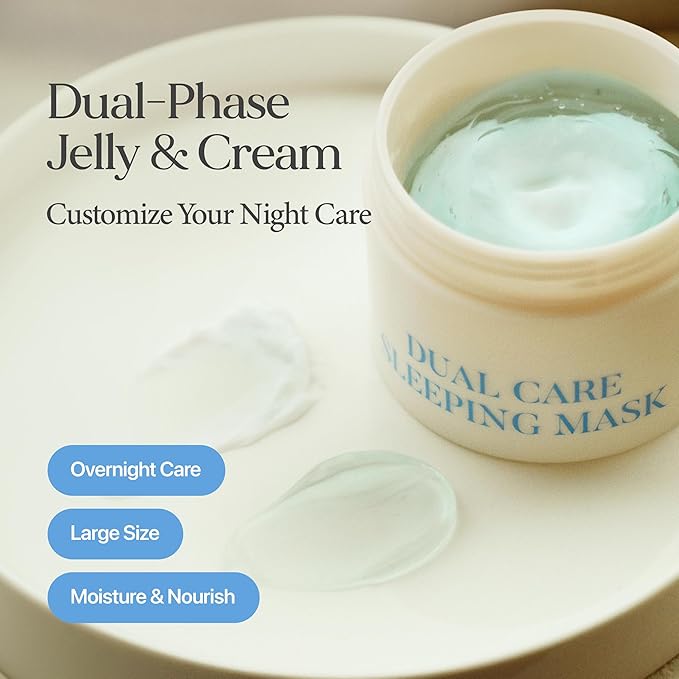LU'PIUM Dual Care Sleeping Mask - Hyaluronic Acid & Ceramide, Overnight Hydrating Night Care, Dual Texture Gel & Cream, Moisture Balance (50g,1.76 oz)