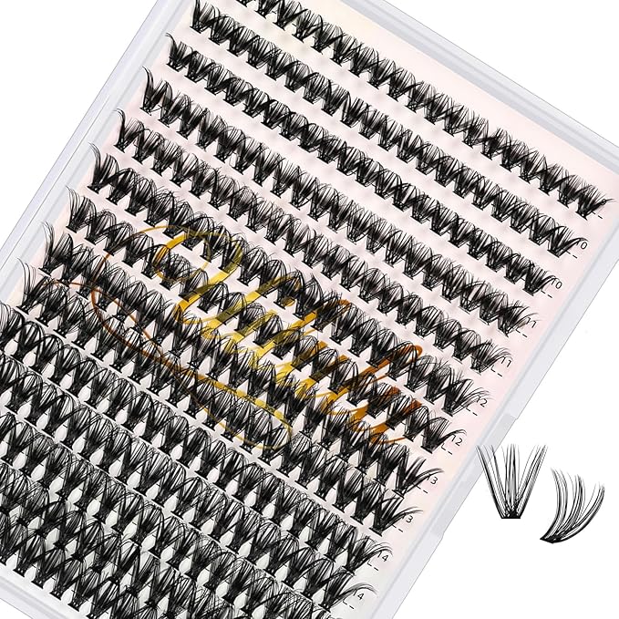 Uilulu Lash Clusters D Curl Individual Lashes 40D 0.07D 9-16 MIX 280 Clusters Lashes DIY Lash Extensions at Home False Lashes Wispy Eye Lash Clusters(40D, 9-16 mix)
