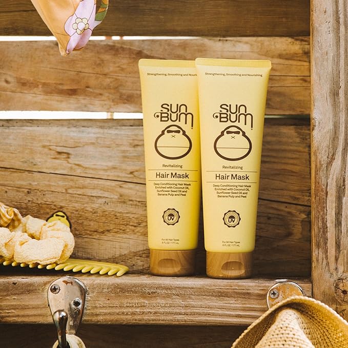 Sun Bum Revitalizing Deep Conditioning Hair Mask - Moisturizing and Restoring Treatment for Damaged Hair - Strengthening - Smoothing and Nourishing Formula - Vegan and Cruelty Free - 6 oz (Pack of 2)