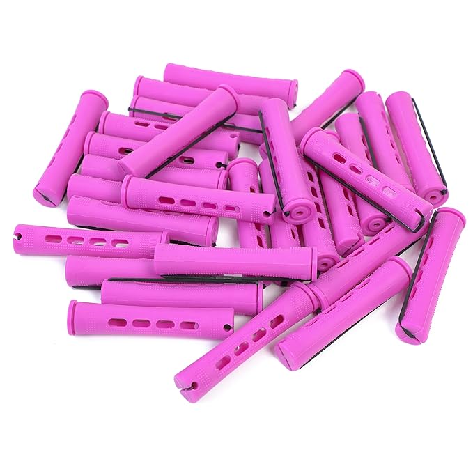 20pcs Purple Plastic Perm Rods Set for Natural Hair Cold Wave Rods Hair Curlers Rollers for Long Short Women's Hair DIY Hairdressing Tools