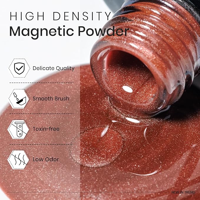 MIZHSE Cat Eye Gel Nail Polish Set: 8 Colors Moonlight Magnetic Gel Polish with Magnet Stick, Glass Holographic Shimmer Gray Brown Pink Colors Glitter Nail Gel Soak Off Nail Art Salon DIY Gift