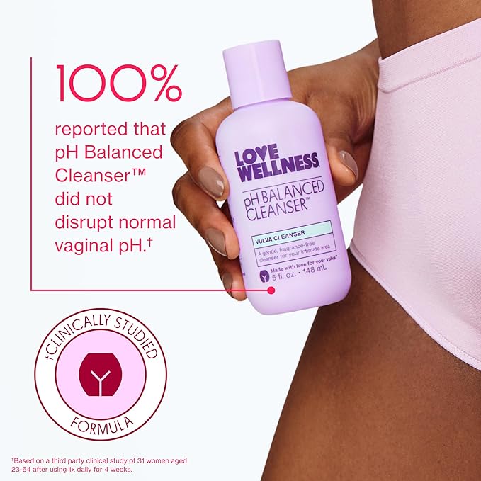 Love Wellness pH Balancing Cleanser & pH Balancing Wipes | Her Essentials Duo | On The Go Support for Her | Cleanser for Balanced pH, Intimate Health & Hygiene