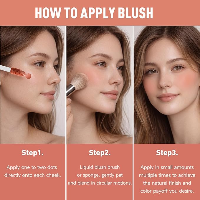 FV Liquid Blush, Long Lasting Buildable Cream Cheek Tint with High-Pigment Color, Weightless Blendable Formula for Natural Dewy Finish (Romance)