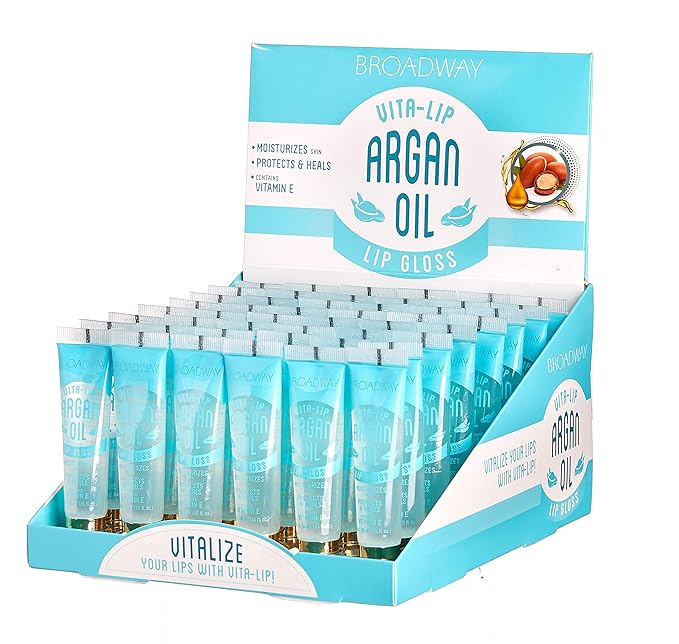 Ruby Kisses Broadway Vita-Lip Clear Lip Gloss (Argan Oil 48 Pack), Ultra-Hydrating & Soothing Formula with Multi-Vitamin Oils, High-Shine Non-Sticky Finish, Protecting Glossy Lip Balm With Vitamin E