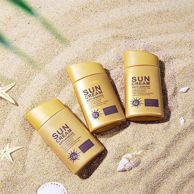 Anti Aging Sunscreen SPF 100 for Face and Body, Sun Screen Protector Walerproof, Non Greasy, Light and Smooth Feel Sunscreen Lotion Moisture Sun Cream, Beach Essentials for Women (SPF 100)